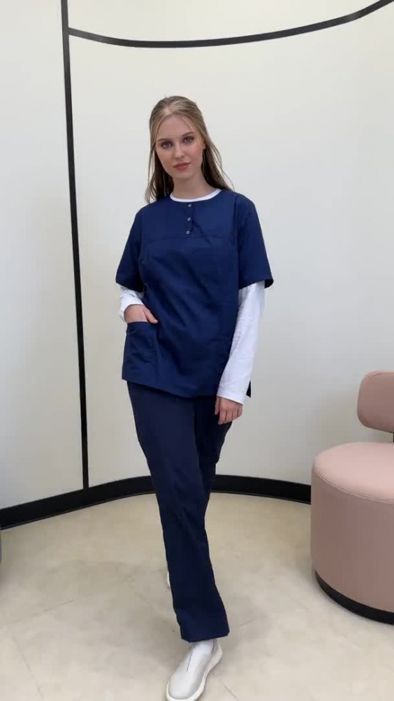 Блуза ЛИНДРЕД (Lindred) ОРИОН Лайт женская т.синяя, рукав короткий